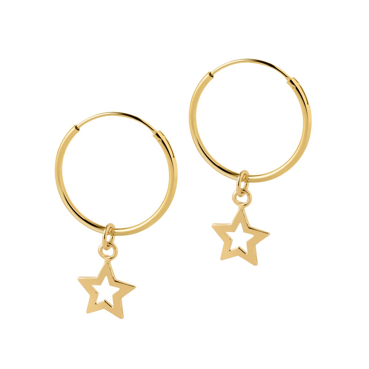 Goud Plated Hoop met Open Ster 18 MM
