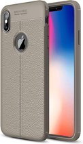 Litchi Texture TPU Case voor iPhone XS Max (grijs)
