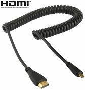 1.4 versie, vergulde micro HDMI Male naar HDMI mannelijke opgerolde kabel, ondersteuning voor 3D / Ethernet, lengte: 60 cm (kan worden uitgebreid tot 2m)