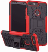 Schokbestendige Back Cover - Hoesje geschikt voor Huawei Y7 2018 - Rood