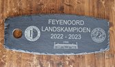 Leistenen plank Feyenoord Landskampioen 2022 - 2023 - borrelplank - tapas plank - leisteen - kampioen - logo - 40x18cm - serveerplank - onderzetter - Decoratie - rechthoek