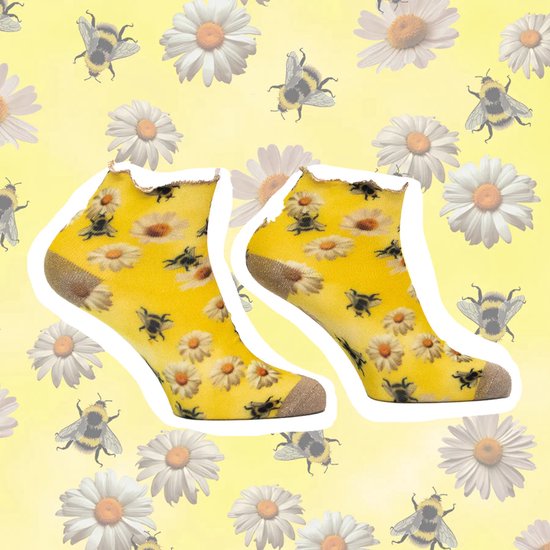 Sock my Daisy bee - leuke sokken - damessokken -39-42 - vrolijke sokken - naadloos