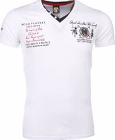 Italiaanse T-shirt - Korte Mouwen Heren - Borduur Polo Players - Wit