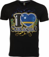 T-shirt I Love Curacao - Zwart