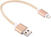 20cm 2A geweven stijl metalen kop 8 pins USB data / oplader kabel, voor iPhone XR / iPhone XS MAX / iPhone X & XS / iPhone 8 & 8 Plus / iPhone 7 & 7 Plus / iPhone 6 & 6s & 6 Plus & 6s Plus / iPad (goud)