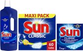 Sun vaatwas pakket - sun 60 vaatwas tabletten citroen + Sun glansspoel middel 750 ml + Sun vaatwas zout 1kg