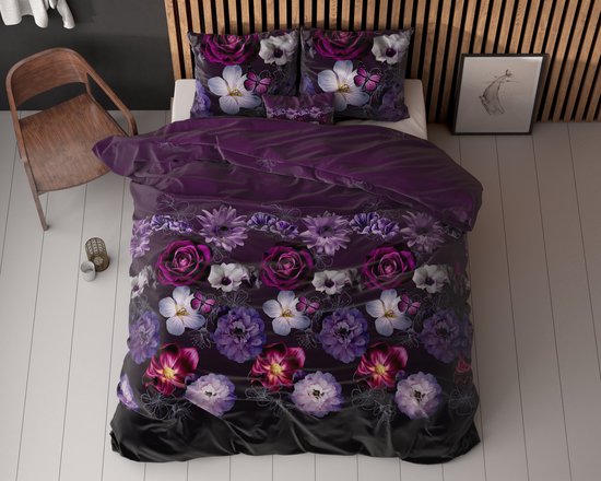 Housse de couette Sleeptime Magic Flower - 200 x 200/220 + 2 taies d'oreiller 60 x 70 cm - Violet