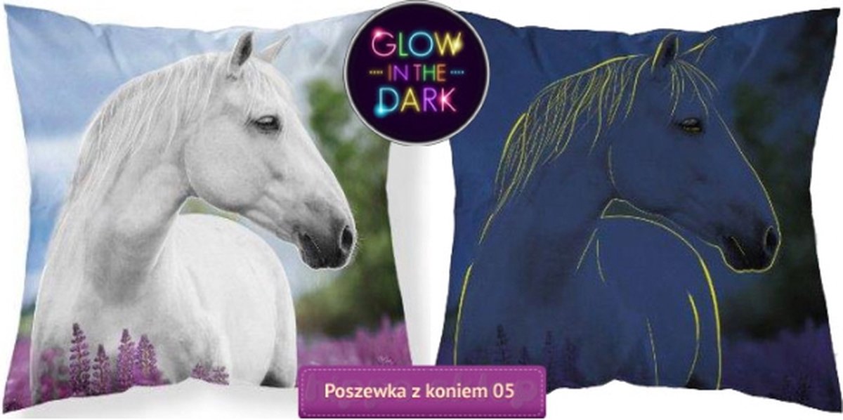 Paard sierkussen 40x40cm met vulling Paard kussen Glow in the Dark