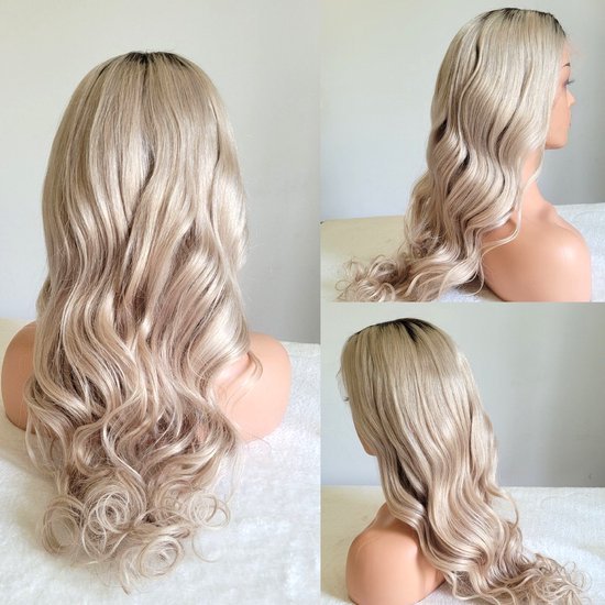 Foto: Frazimashop braziliaanse remy pruik 22 inch 55cm ombre ash blonde pruiken golf echt menselijke haren 100 real human hair 13x3 lace front wig pre gepluk pruiken