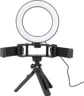 LED Ringlamp Zwart met statief - Selfie LED-lamp met afstandsbediening - Tiktok lamp - Professionele video's