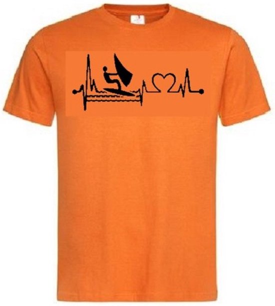 Grappig T-shirt - windsurfen - surfen - watersport - hartslag - heartbeat - maat M