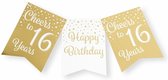 Paperdreams Verjaardag Vlaggenlijn 16 jaar - Gerecycled karton - wit/goud - 600 cm