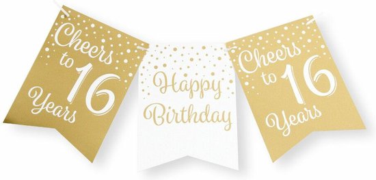 Paper Dreams Bunting Hb-16 Ans 6 Mètres Carton Or/Blanc