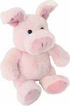Inware Pluche varken/biggetje knuffel - zittend - roze - polyester - 16 cm