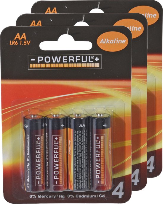 Powerful Batterijen Penlite - AA type - 12x stuks - Alkaline - Long life