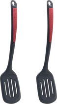 5Five Kitchenware spatule / spatule - 2x - plastique silicone - noir / rouge - 34 cm