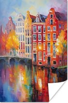 Poster Grachtenpanden - Kunst - Schilderij - Amsterdam - 40x60 cm