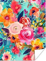 Poster Fleurs - Peinture à l'huile - Coloré - Nature - 30x40 cm