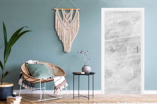 Deurposter 80x205 cm - Deursticker Marmer - Steen - Wit - Luxe - Marmerlook - Meubelfolie zelfklevend - Deurfolie woonkamer - Interieurfolie fotobehang - Deur plakfolie - Deurstickers - Deurbehang sticker - Kamer decoratie
