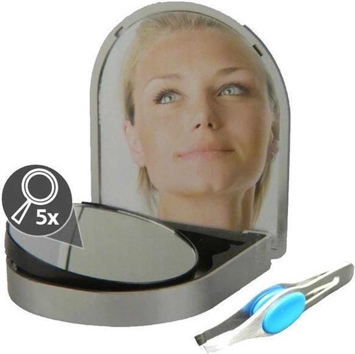 Goedkoopste SOROH | Reisetui met spiegels en pincet | Make Up Spiegel | inklapbaar | Wandspiegel Rond | Scheerspiegel Wandmodel | Badkamer | Douche | Chroom | Mini spiege