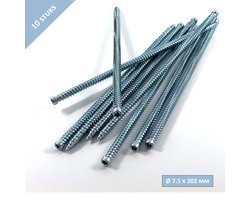UFAST kozijnschroef Ø 7.5 x 202 mm - Cilinderkop - Verzinkt - Torx - 10 stuks