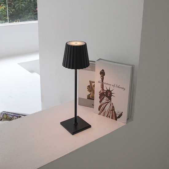 Sfeerverlicht® Tafellamp Oplaadbaar - LED Lamp Met Dimfunctie - Sfeerlamp - Nachtlamp Slaapkamer - 38 cm - Zwart