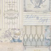 THEEPOTTEN EN KOPJES BEHANG | Keuken - blauw grijs roze - A.S. Création PintWalls II