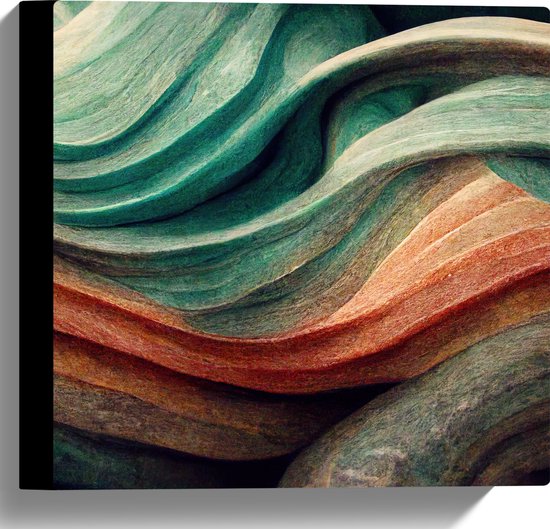 Canvas - Abstracte Golvende Vormen in Verschillende Kleuren - 30x30 cm Foto op Canvas Schilderij (Wanddecoratie op Canvas)