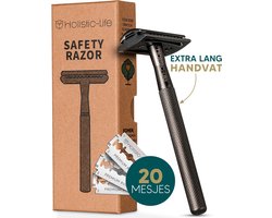 Safety Razor + 20 RVS Scheermesjes – Vrouw & Mannen – Scheren – Zero Waste Veiligheidsscheermes – Duurzaam Cadeau – Double edge blades