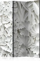 Vouwscherm - Bloemen in het wit 135x172cm , gemonteerd geleverd (kamerscherm) dubbelzijdig geprint