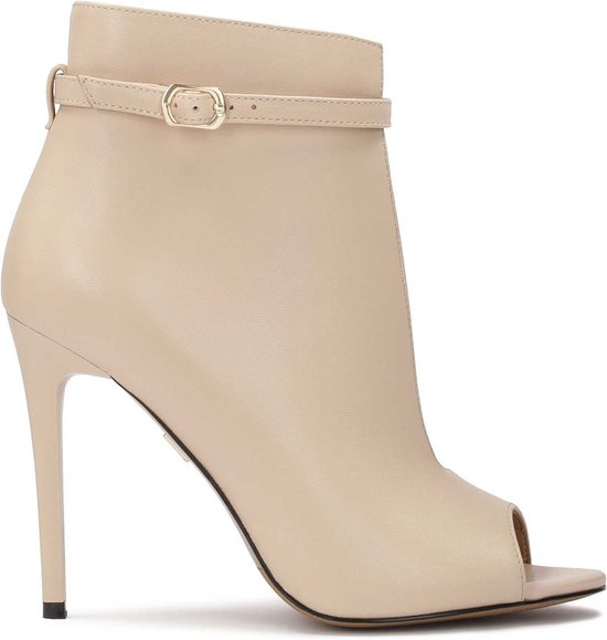 Beige peep toe boots with striking cut out upper bol