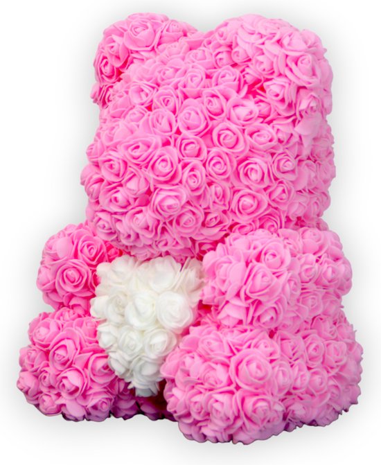 Ours rose - Ours - Rose - Fleurs - Fleur artificielle - Avec coffret cadeau  - Saint