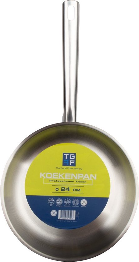 The Good Food Factory Koekenpan 24 cm RVS - Per stuk | bol.com