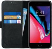 Rosso Deluxe Apple iPhone 7/8 Plus Hoesje Echt Leer Book Case Zwart
