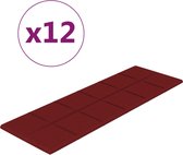 vidaXL - Wandpanelen - 12 - st - 3,24 - m² - 90x30 - cm - stof - wijnrood