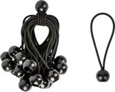Spanelastiek met bal / 25 stuks - Spanband voor Bootzeil/Zeil/Spandoeken/Schaduwdoek/Aanhangwagen/Tent - 10 cm - zwart - tentspanner
