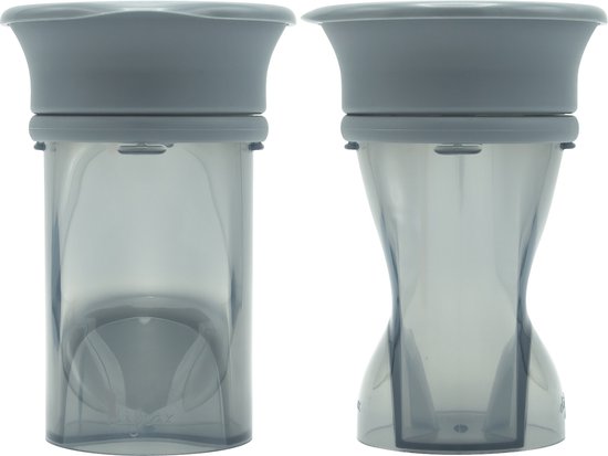 Difrax 360 graden drinkbeker 250 ml - Stone/Grijs - 2 stuks