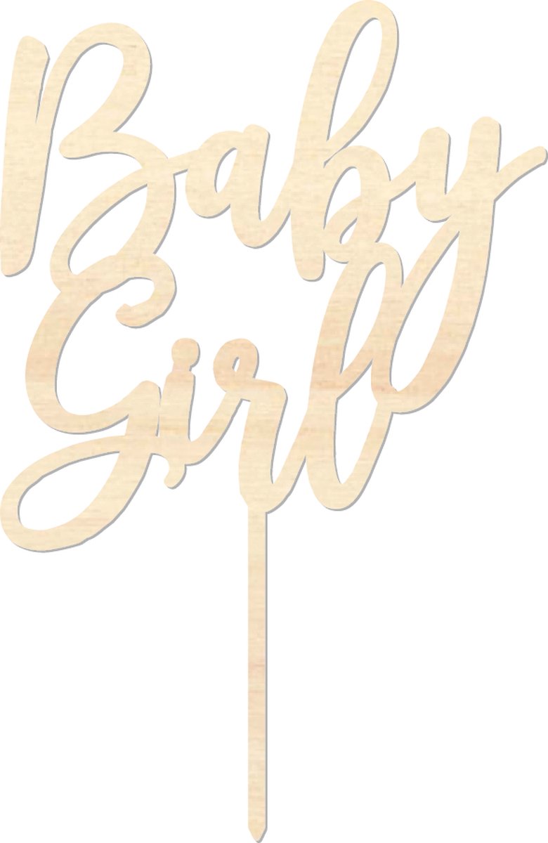 Houten caketopper / taarttopper - Baby Girl - Taart / Cake topper op bestelling gemaakt