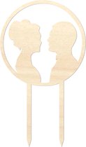 Houten caketopper / taarttopper - Bruidspaar - Taart / Cake topper op bestelling gemaakt