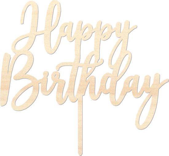 Houten caketopper / taarttopper - Happy Birthday - Taart / Cake topper op bestelling gemaakt