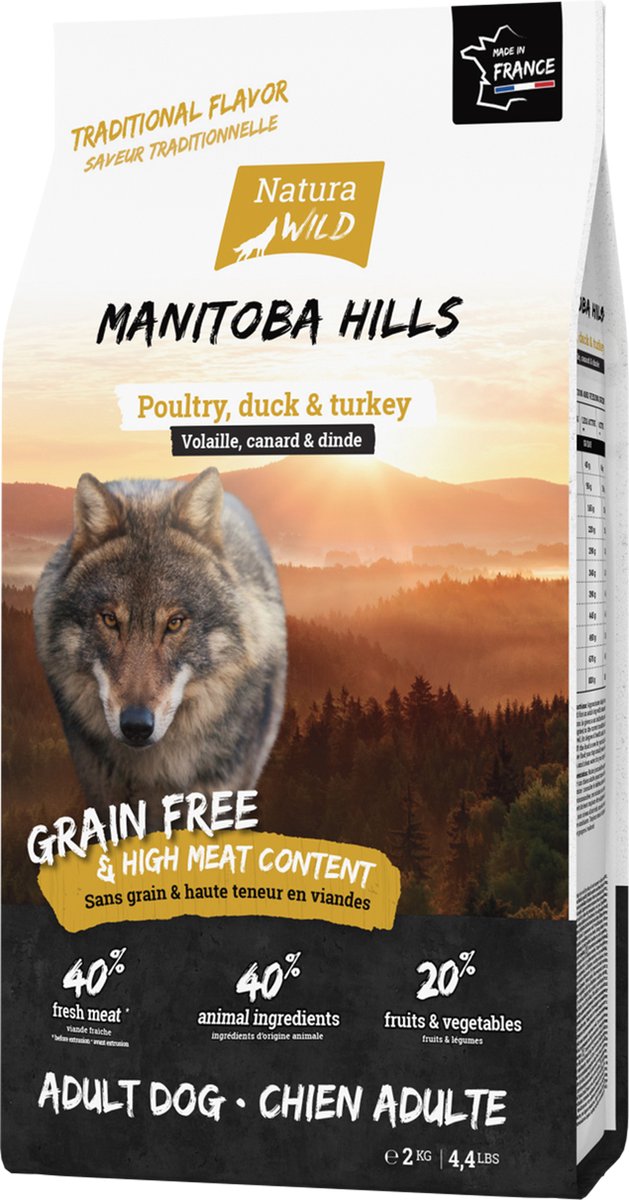 Natura Wild Manitoba Hills - Graanvrij hondenvoer - gevogelte - 2kg