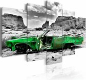 Schilderij - Oldtimer in het groen,  5 luik, Grijs/Groen, 2 maten, Premium print