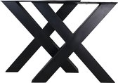 HSM Collection - Tafelpoten - X-model - 75x12x72 - Gepoedercoat zwart - Metaal - Set van 2
