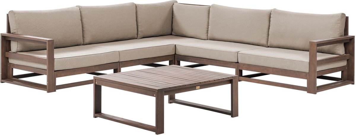 Beliani TIMOR Loungeset in donkere houtkleur van FSC® gecertificeerd acaciahout.