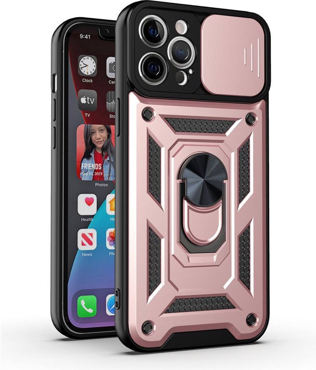 Apple iphone 13 Pro Armor case Roze-met camera bescheming-antishok case back cover -super stevige hoesje iphone Merk:
