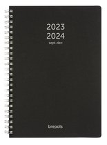 Brepols agenda 2023-2024 - POLYPROP - Bretime 16M - Weekoverzicht - Zwart - 14,8 x 21 cm