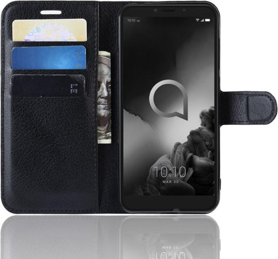 SDTEK Pelle Case Con Magnete Cover Flip per Alcatel 1 (2019-2021) Nero SDTEK Pelle Case Con Magnete Cover Flip per Alcatel 1 (2019-2021) Nero