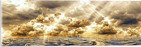 Acrylglas - Abstract Schilderij van Wolken Drijvend in de Zee - 60x20 cm Foto op Acrylglas (Wanddecoratie op Acrylaat)