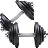 ScSPORTS® Dumbbellset 40 kg - Halterset - Gietijzer - 30 mm - Korte halterstangen met Halterschijven - Gewichten