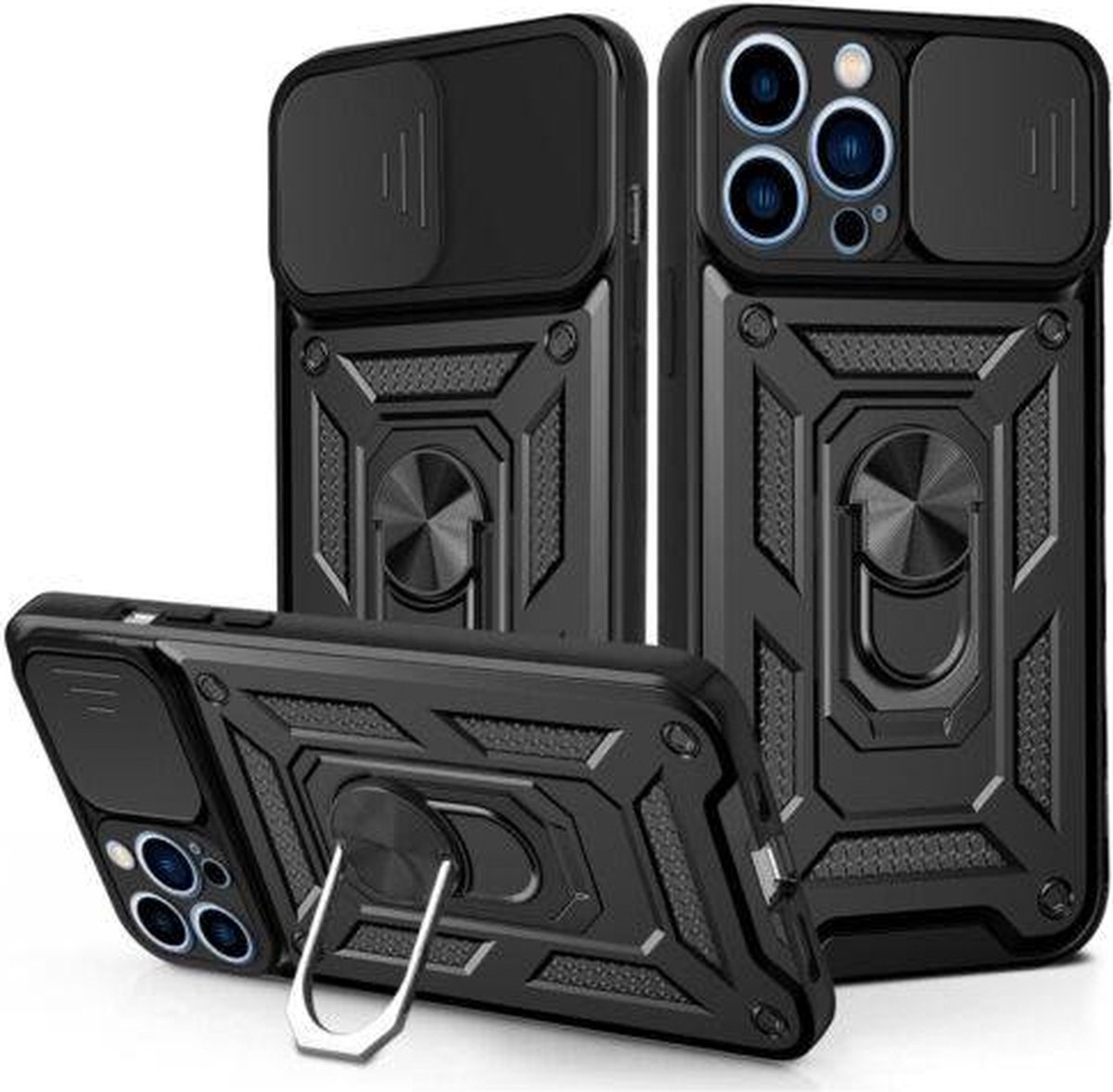 Apple iphone 14 pro max Armor case zwart-met camera bescheming-antishok case back cover -super stevige hoesje iphone